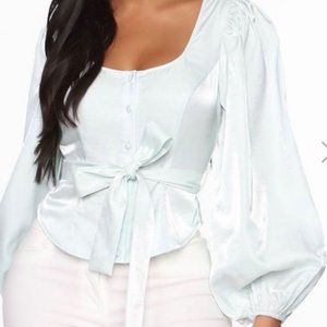 Mint Long sleeve Puffed Top